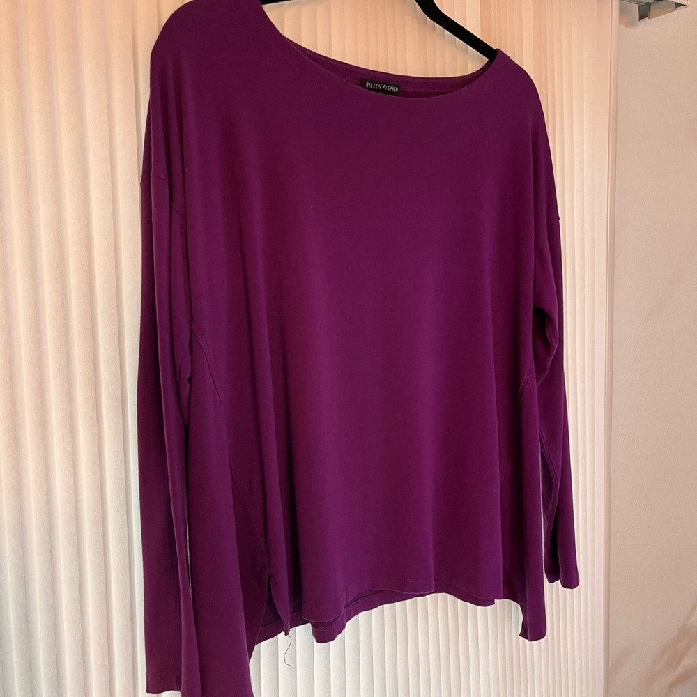 Eileen Fisher Relaxed Purple Long Sleeve Blouse